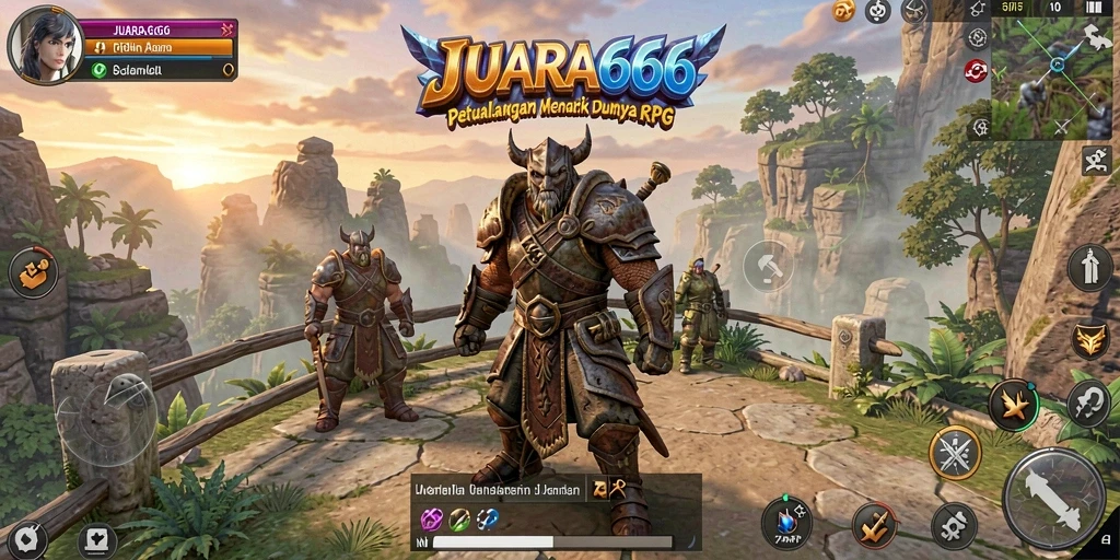 Screenshot gameplay RPG JUARA666 menampilkan karakter dalam aksi petualangan yang intens.