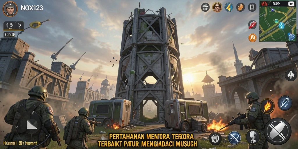 Tampilan permainan Tower Defense yang seru dan menegangkan di NOX123.