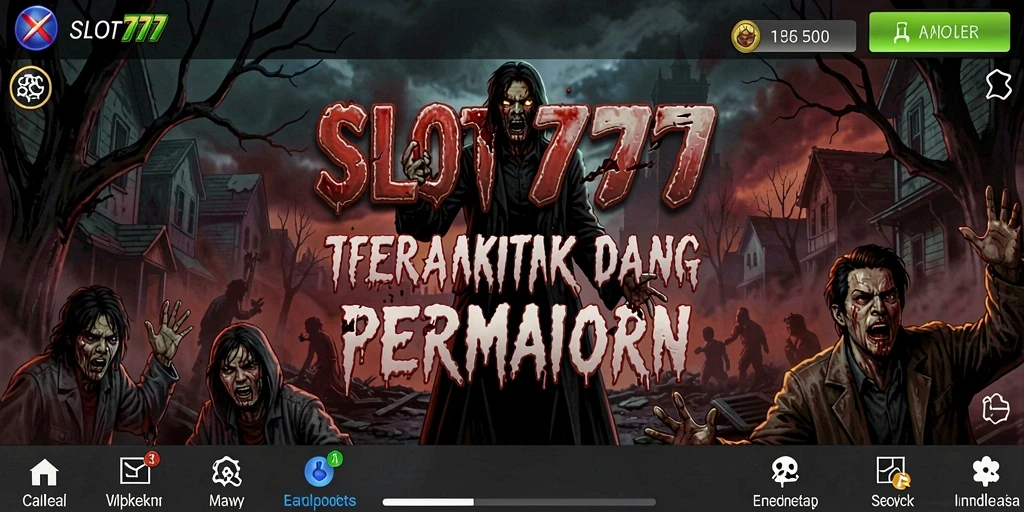 Screenshot menampilkan gameplay menegangkan SLOT777 dengan nuansa horor.