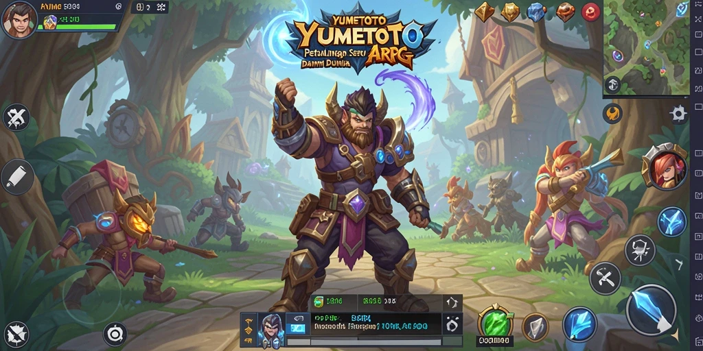 Gameplay seru dalam dunia fantasi YUMETOTO yang penuh tantangan.